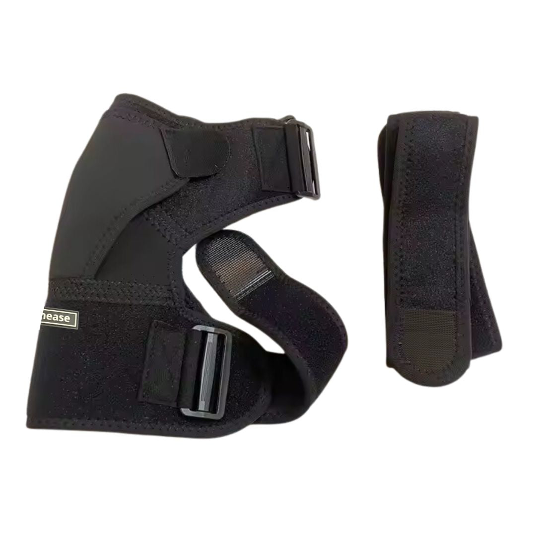 Close-up of adjustable shoulder guard straps