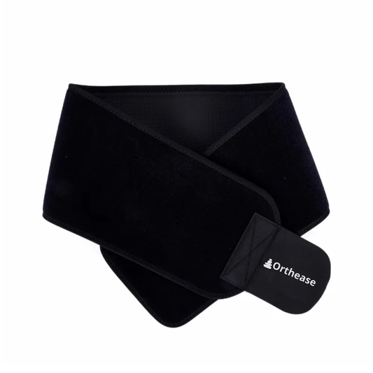 Flat lay of Orthease sweat wrap folded with logo visible on Velcro strap