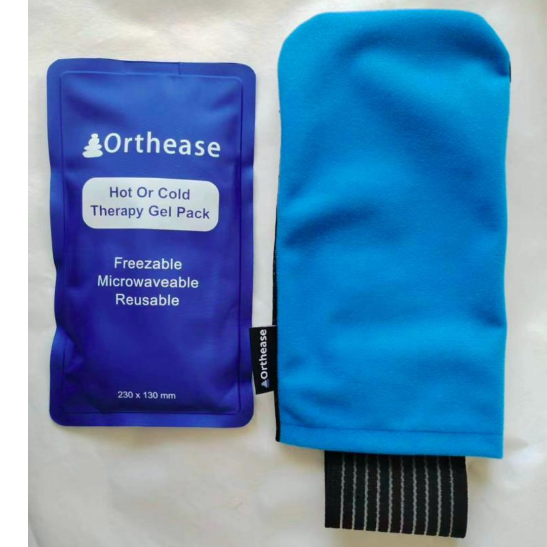 Components of Orthease Hot & Cold Gel Pack system including gel insert and soft cover