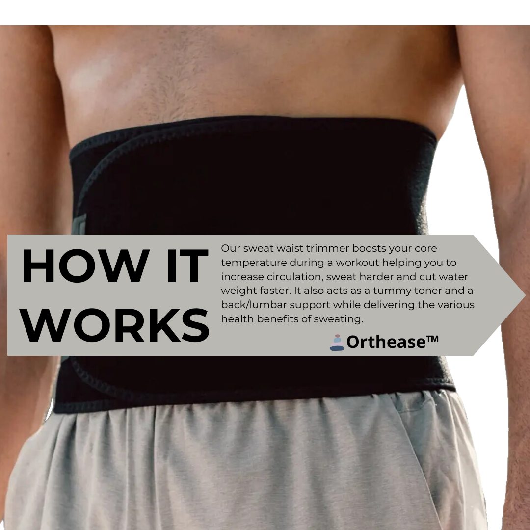 Close-up of sweat wrap worn around midsection showing snug fit and texture

